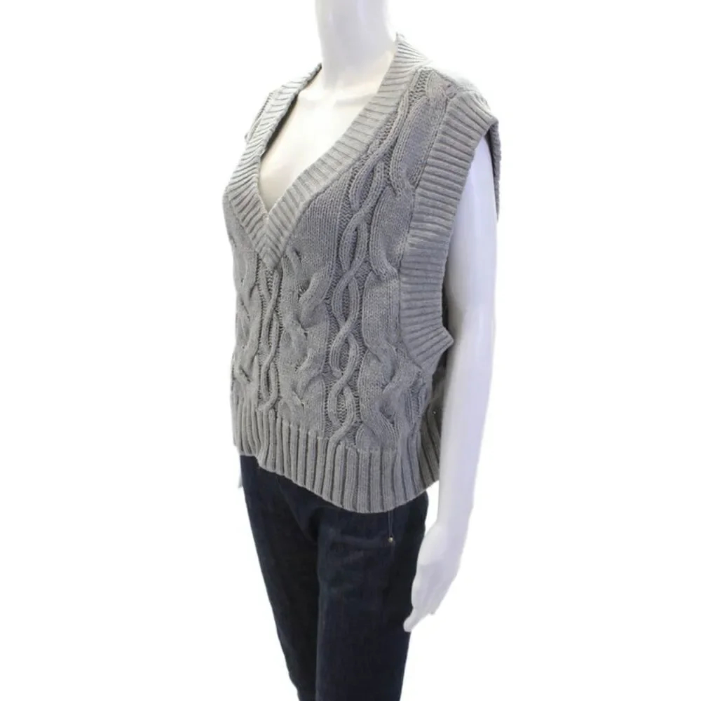 Urban Outfitters Womens Cotton Blend V-Neck Pullover Sweater Vest Gray Size M